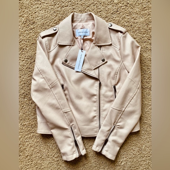 NWT Cupcakes and Cashmere Blush Pink Vegan Leather Moto Jacket - Picture 4 of 10